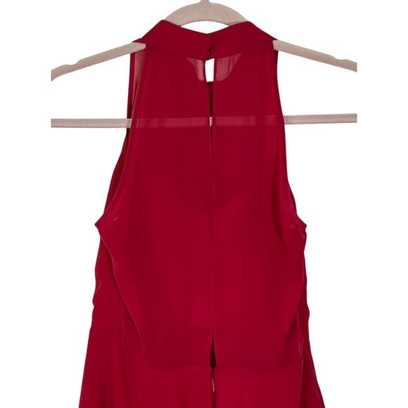 BCBGeneration Red Halter Semi Sheer Ruffle Flowy Short Sexy Event Dress Size 0 - Picture 5 of 9